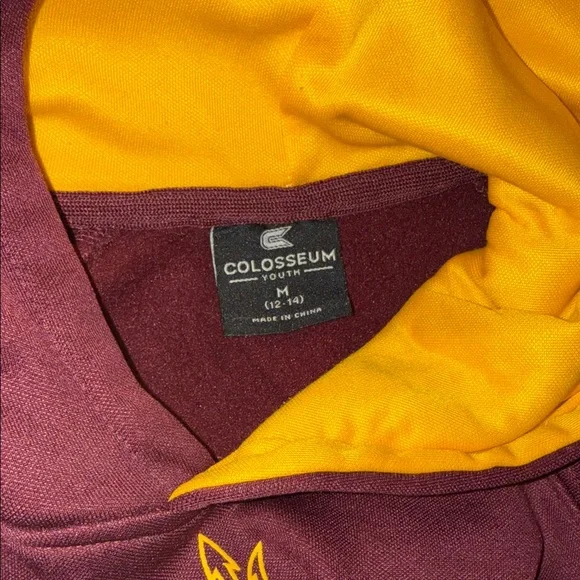 Arizona State Sun ASU Devils Maroon Unisex Hoodie, Size M 12-14, EUC - Picture 3 of 4